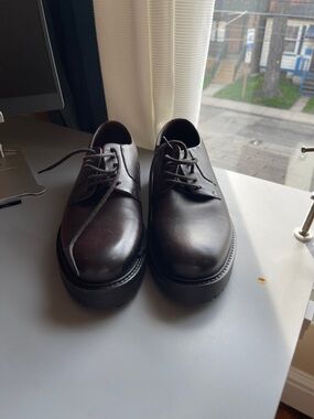 Massimo Dutti Dark Brown Leather Derby Shoes